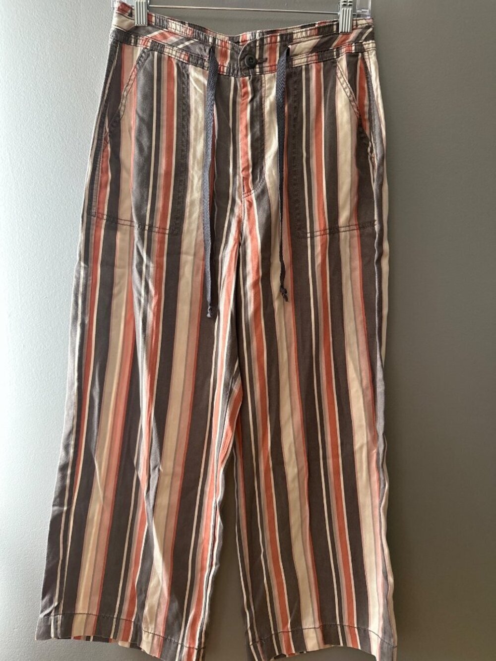 American Eagle Size 4 Striped Wide Leg Capri Pants Coastal Preppy Casual Summer